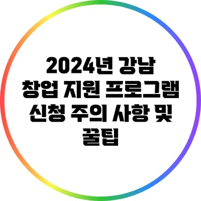 2024년 강남 창업 지원 프로그램 신청 주의 사항 및 꿀팁