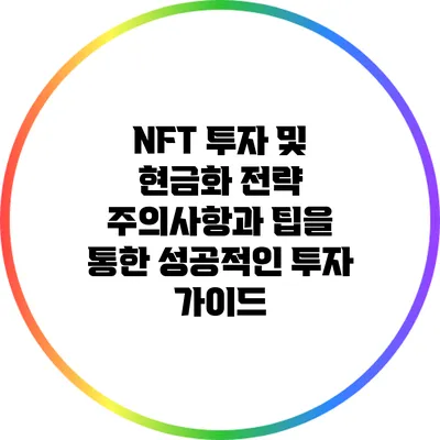 NFT 투자 및 현금화 전략: 주의사항과 팁을 통한 성공적인 투자 가이드
