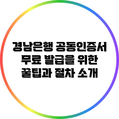경남은행 공동인증서 무료 발급을 위한 꿀팁과 절차 소개