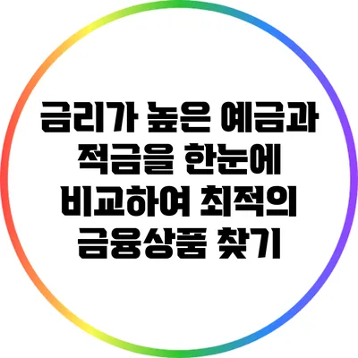 금리가 높은 예금과 적금을 한눈에 비교하여 최적의 금융상품 찾기