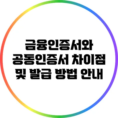 금융인증서와 공동인증서: 차이점 및 발급 방법 안내