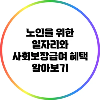 노인을 위한 일자리와 사회보장급여 혜택 알아보기