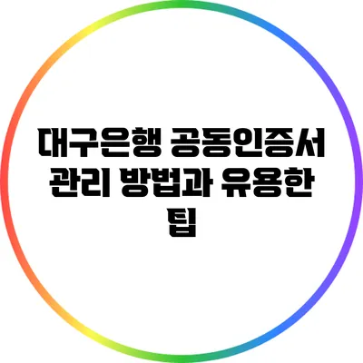 대구은행 공동인증서 관리 방법과 유용한 팁
