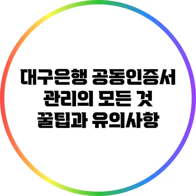 대구은행 공동인증서 관리의 모든 것: 꿀팁과 유의사항