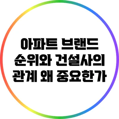 아파트 브랜드 순위와 건설사의 관계: 왜 중요한가?