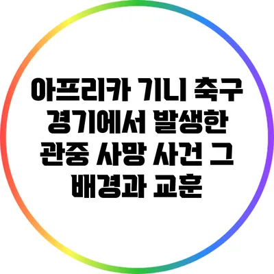 아프리카 기니 축구 경기에서 발생한 관중 사망 사건: 그 배경과 교훈