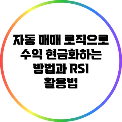 자동 매매 로직으로 수익 현금화하는 방법과 RSI 활용법