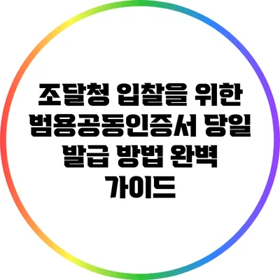 조달청 입찰을 위한 범용공동인증서 당일 발급 방법 완벽 가이드