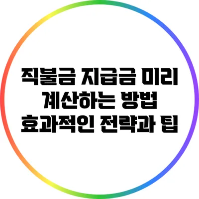 직불금 지급금 미리 계산하는 방법: 효과적인 전략과 팁