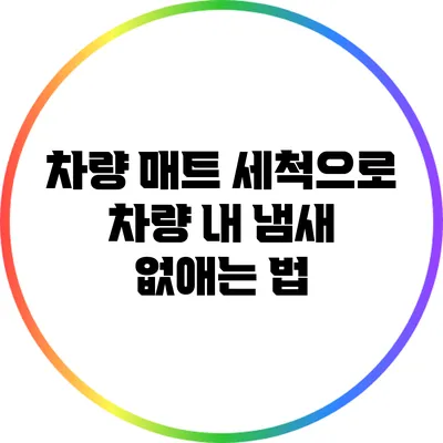 차량 매트 세척으로 차량 내 냄새 없애는 법