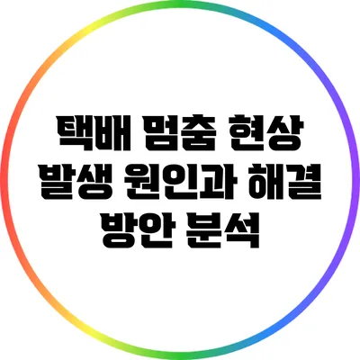 택배 멈춤 현상 발생 원인과 해결 방안 분석