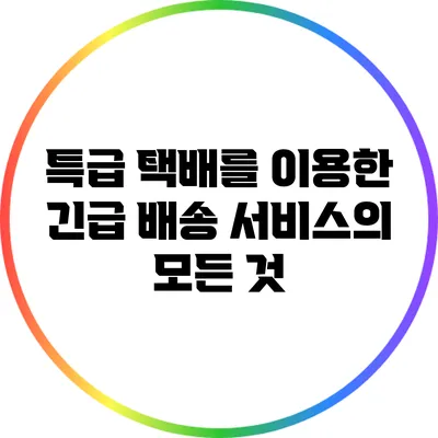 특급 택배를 이용한 긴급 배송 서비스의 모든 것