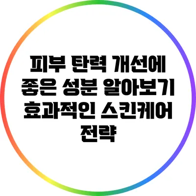 피부 탄력 개선에 좋은 성분 알아보기: 효과적인 스킨케어 전략
