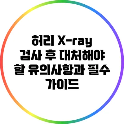 허리 X-ray 검사 후 대처해야 할 유의사항과 필수 가이드