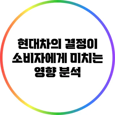 현대차의 결정이 소비자에게 미치는 영향 분석