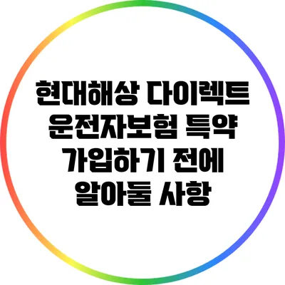 현대해상 다이렉트 운전자보험 특약 가입하기 전에 알아둘 사항