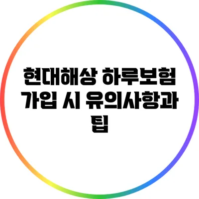 현대해상 하루보험 가입 시 유의사항과 팁