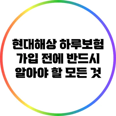 현대해상 하루보험 가입 전에 반드시 알아야 할 모든 것