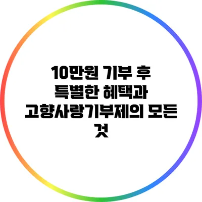 10만원 기부 후 특별한 혜택과 고향사랑기부제의 모든 것