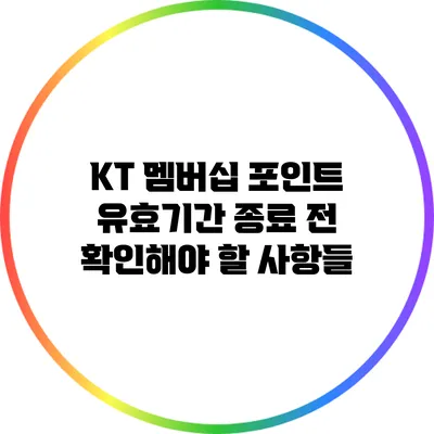 KT 멤버십 포인트 유효기간 종료 전 확인해야 할 사항들