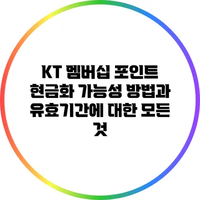 KT 멤버십 포인트 현금화 가능성: 방법과 유효기간에 대한 모든 것