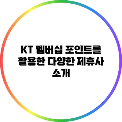 KT 멤버십 포인트를 활용한 다양한 제휴사 소개