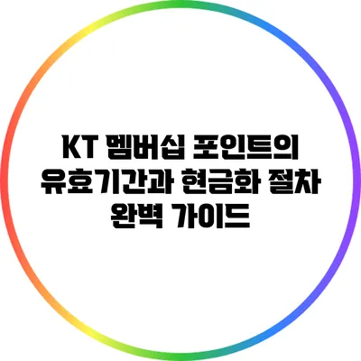 KT 멤버십 포인트의 유효기간과 현금화 절차 완벽 가이드