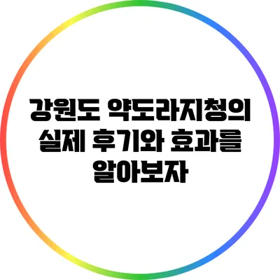 강원도 약도라지청의 실제 후기와 효과를 알아보자