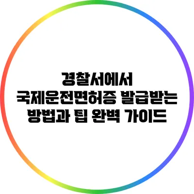 경찰서에서 국제운전면허증 발급받는 방법과 팁 완벽 가이드