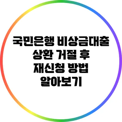 국민은행 비상금대출 상환 거절 후 재신청 방법 알아보기