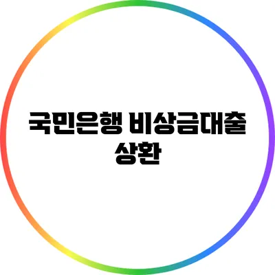 국민은행 비상금대출 상환