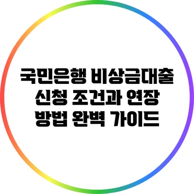 국민은행 비상금대출 신청 조건과 연장 방법 완벽 가이드