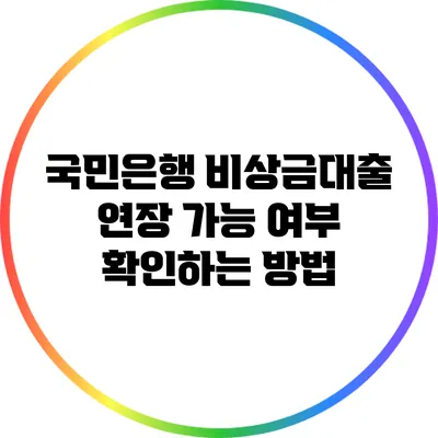 국민은행 비상금대출 연장 가능 여부 확인하는 방법
