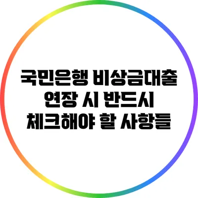 국민은행 비상금대출 연장 시 반드시 체크해야 할 사항들