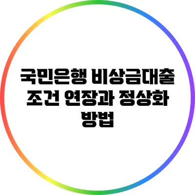 국민은행 비상금대출 조건 연장과 정상화 방법