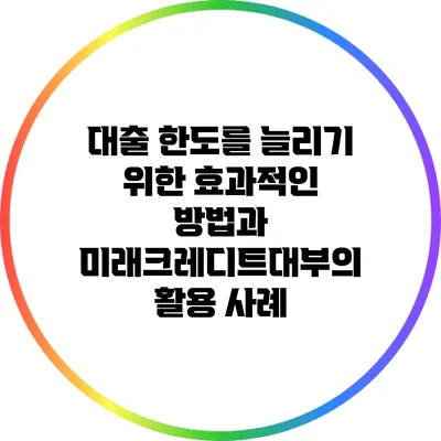 대출 한도를 늘리기 위한 효과적인 방법과 미래크레디트대부의 활용 사례