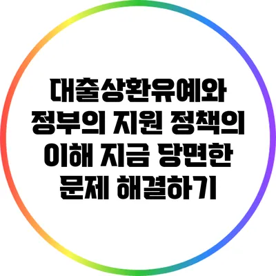 대출상환유예와 정부의 지원 정책의 이해: 지금 당면한 문제 해결하기