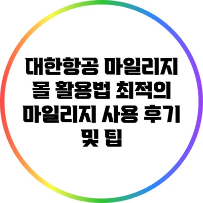 대한항공 마일리지 몰 활용법: 최적의 마일리지 사용 후기 및 팁