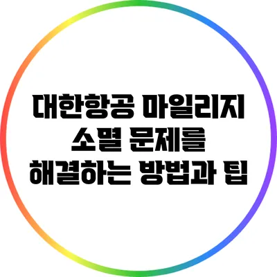 대한항공 마일리지 소멸 문제를 해결하는 방법과 팁