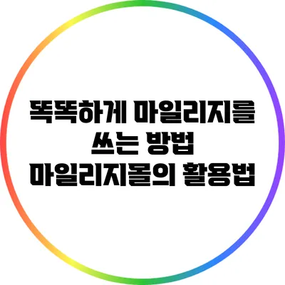 똑똑하게 마일리지를 쓰는 방법: 마일리지몰의 활용법
