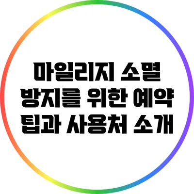마일리지 소멸 방지를 위한 예약 팁과 사용처 소개