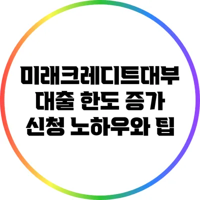 미래크레디트대부 대출 한도 증가 신청 노하우와 팁