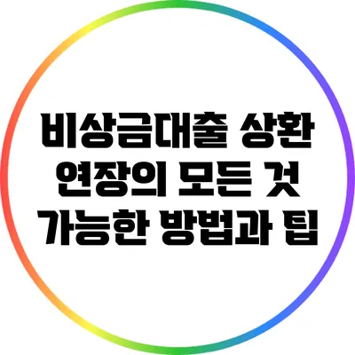 비상금대출 상환 연장의 모든 것: 가능한 방법과 팁
