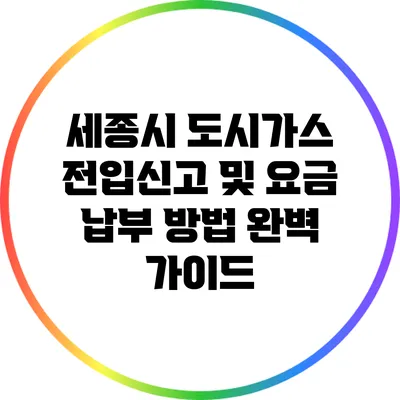 세종시 도시가스 전입신고 및 요금 납부 방법 완벽 가이드