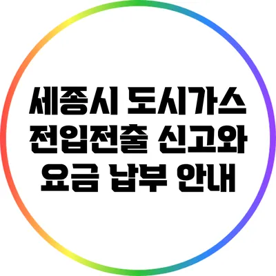 세종시 도시가스 전입전출 신고와 요금 납부 안내
