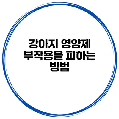 강아지 영양제 부작용을 피하는 방법