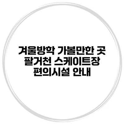 겨울방학 가볼만한 곳 팔거천 스케이트장 편의시설 안내