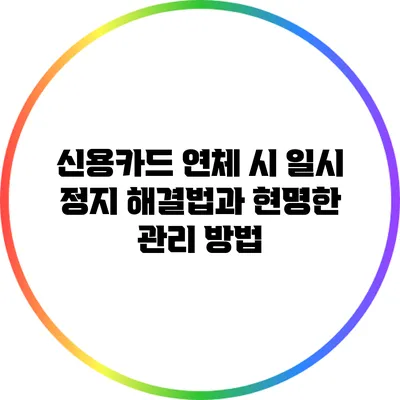 신용카드 연체 시 일시 정지 해결법과 현명한 관리 방법