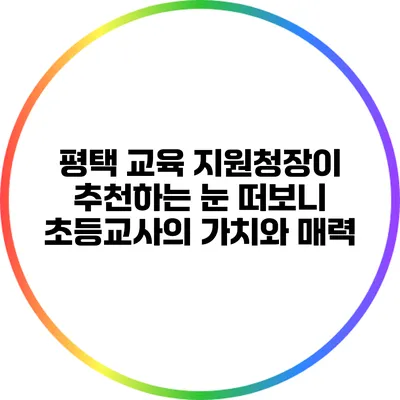 평택 교육 지원청장이 추천하는 의 가치와 매력